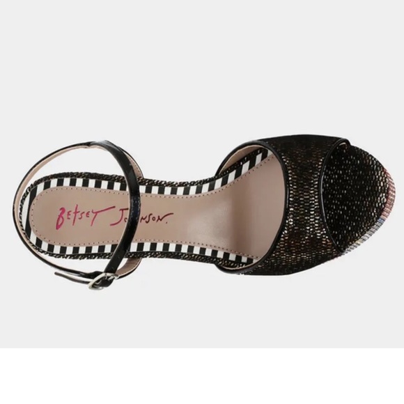 Betsy Johnson Alaia Leopard multi color platform sandal rhinestone heel Sz 8 - Picture 5 of 9